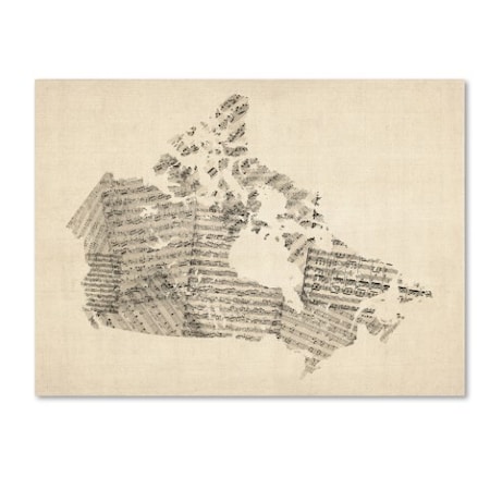 Trademark Fine Art Michael Tompsett 'Old Sheet Music Map of Canada' Canvas Art, 18x24 MT0486-C1824GG